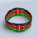 Kenyan Flag. 16line XXL Hand made bracelet using 2mm seed beads.